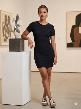 Zara Black Textured Mini Dress